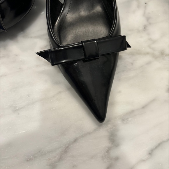 Zara Black Slingback Heel with Bow Detail Size 38 - Picture 7 of 8